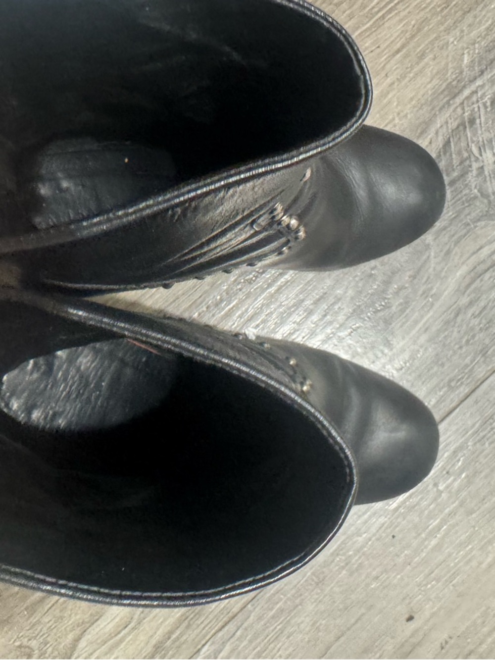 AllSaints Ivy Leather Studded Ankle Boots Black Block Heel Size 38 - Picture 4 of 7